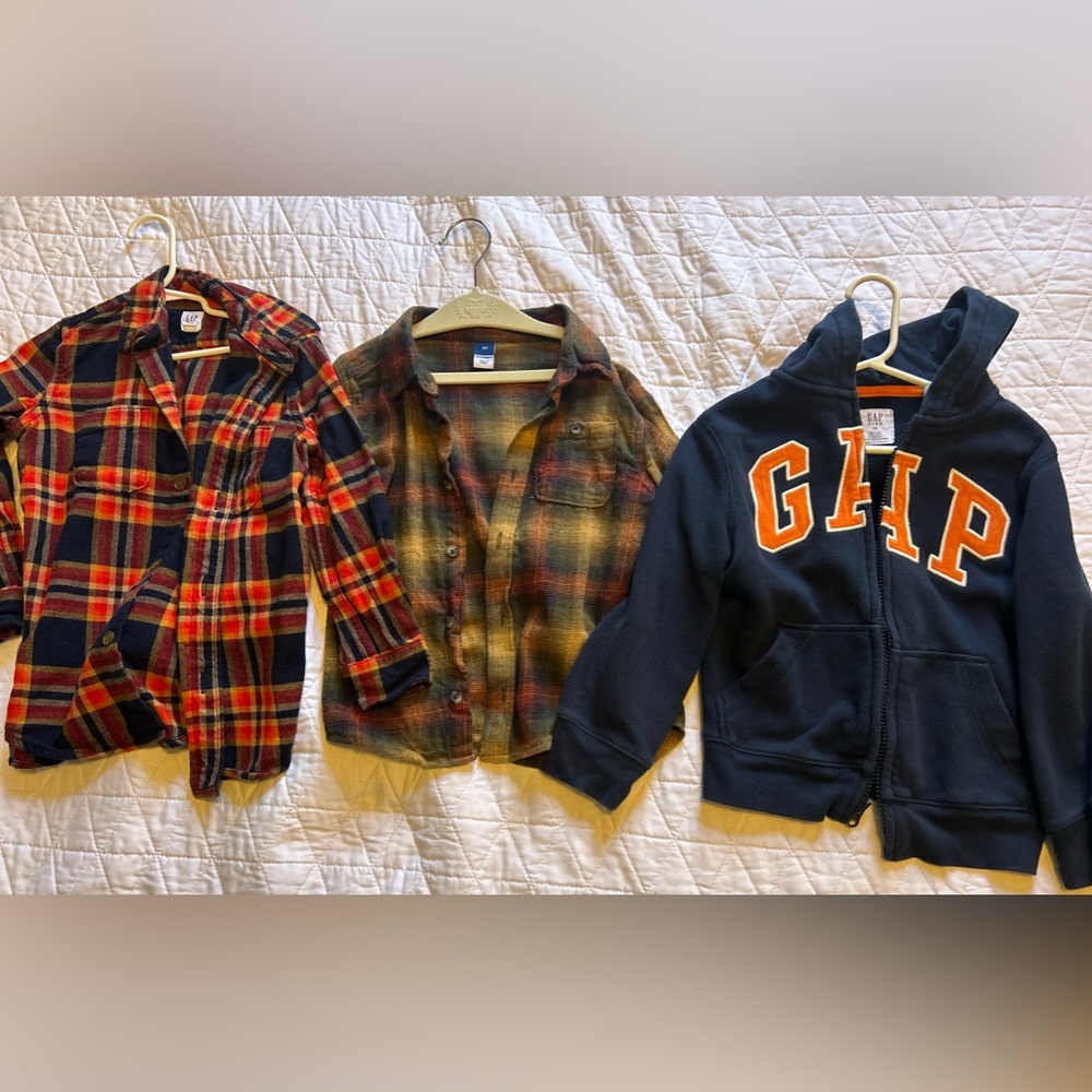 Gap kids size 5T flannels and hooded sweatshirt. All in like-new condition!